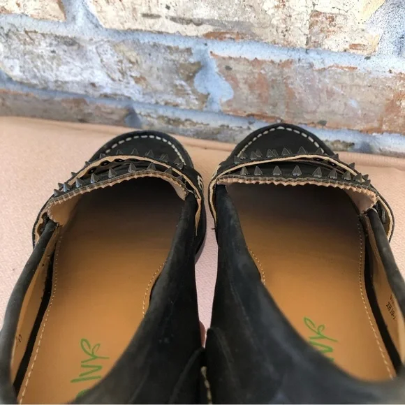 True Ivy Leather Black Ally Nubuck Studds Details Penny Slip On Loafer 8M - Picture 12 of 15